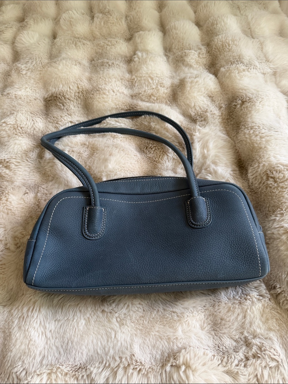 Beersister new Classic Navy Leather Shoulder Bag